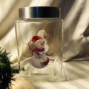 Snowman glass canister